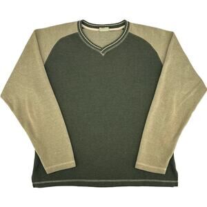 Vintage y2k Men's L Plugg Green Beige Skater Long Sleeve Essential Sweater Shirt